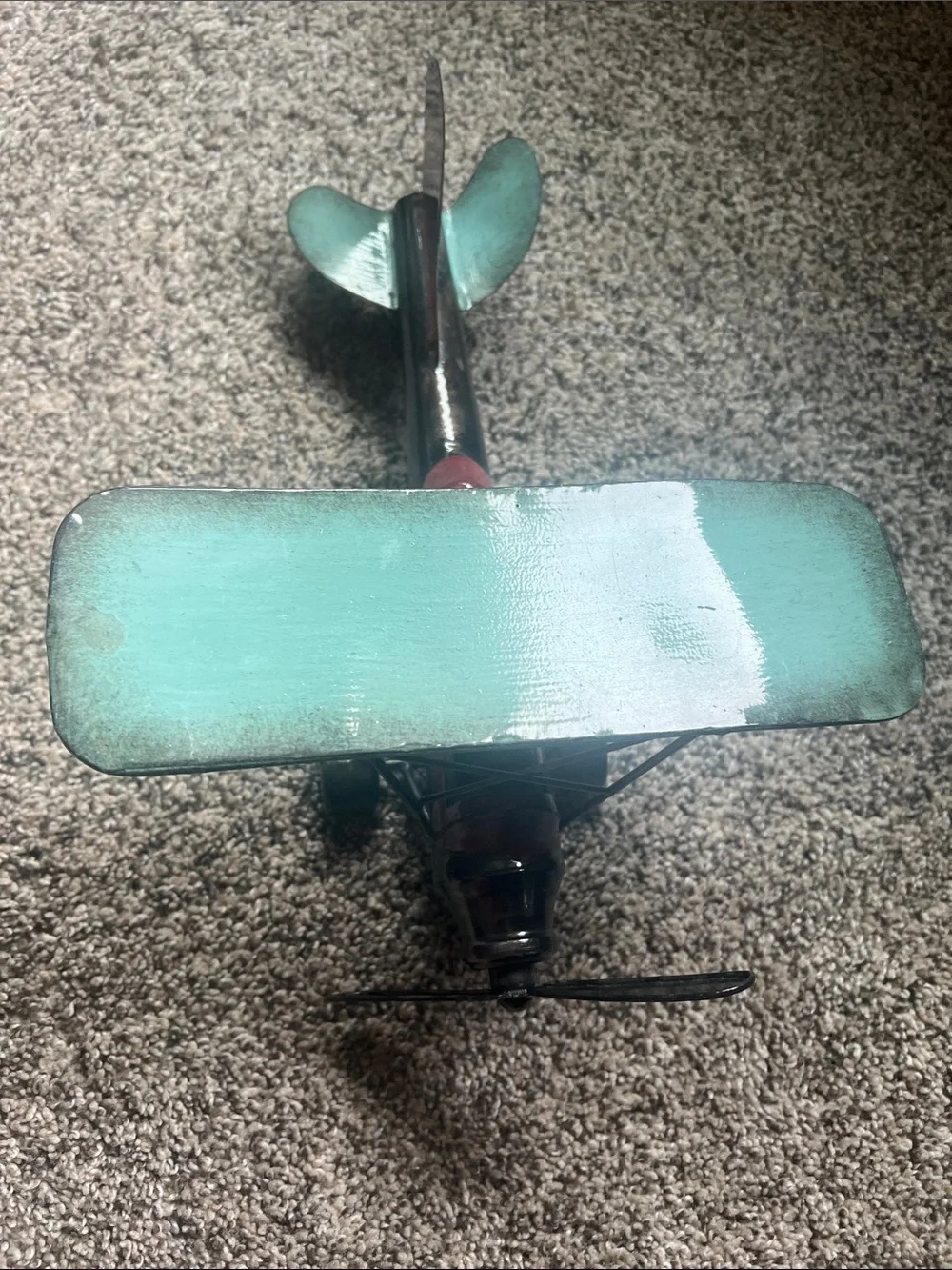 Red and Green Metal Biplane Toy - Kids Toys
